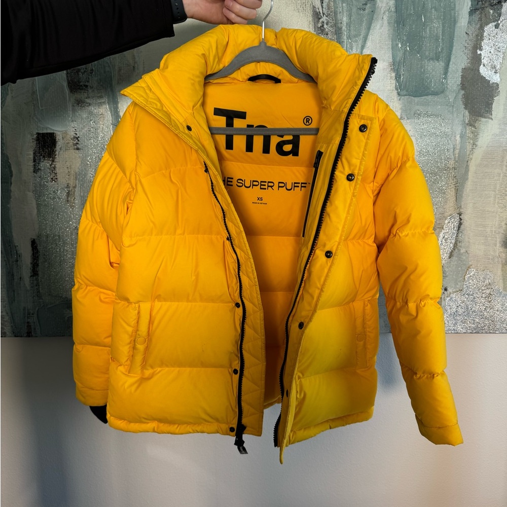 TNA/Aritzia Yellow Super Puff coat